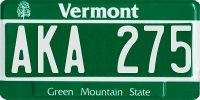 VT license plate AKA275