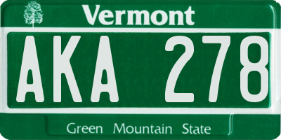 VT license plate AKA278