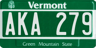 VT license plate AKA279