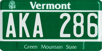 VT license plate AKA286