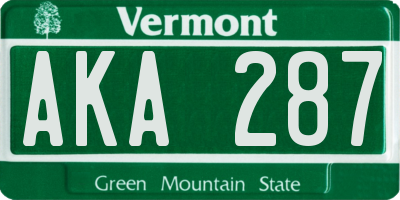 VT license plate AKA287
