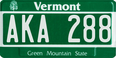 VT license plate AKA288