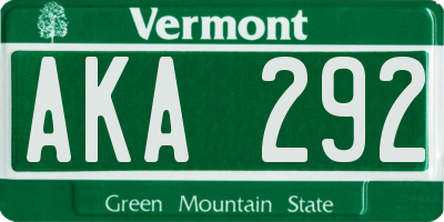 VT license plate AKA292