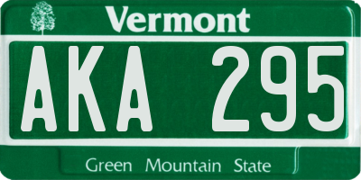 VT license plate AKA295