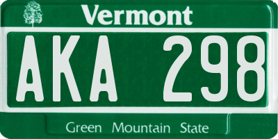 VT license plate AKA298