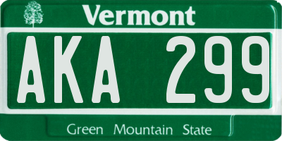 VT license plate AKA299