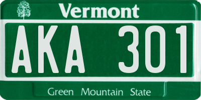VT license plate AKA301
