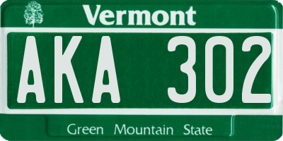 VT license plate AKA302