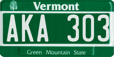 VT license plate AKA303