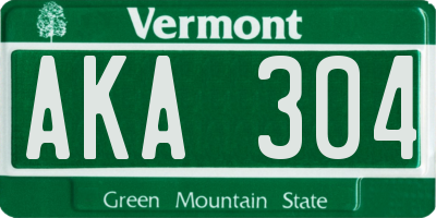 VT license plate AKA304