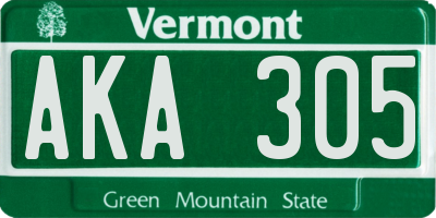 VT license plate AKA305