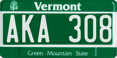 VT license plate AKA308