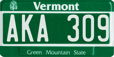 VT license plate AKA309