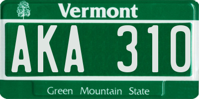 VT license plate AKA310