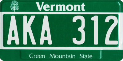VT license plate AKA312