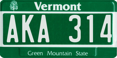 VT license plate AKA314