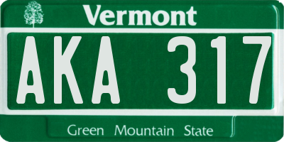 VT license plate AKA317