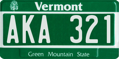 VT license plate AKA321