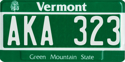 VT license plate AKA323
