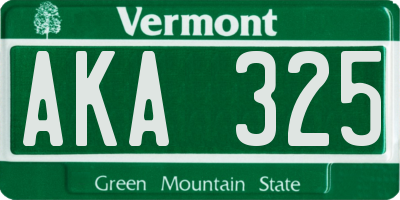VT license plate AKA325
