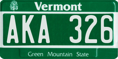 VT license plate AKA326