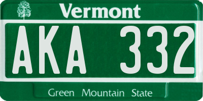 VT license plate AKA332