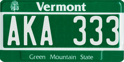 VT license plate AKA333