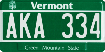 VT license plate AKA334