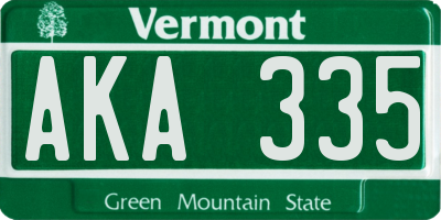 VT license plate AKA335