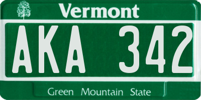 VT license plate AKA342