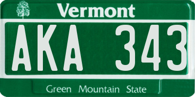 VT license plate AKA343