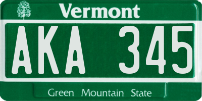 VT license plate AKA345