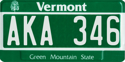 VT license plate AKA346