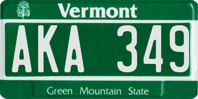 VT license plate AKA349