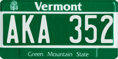 VT license plate AKA352