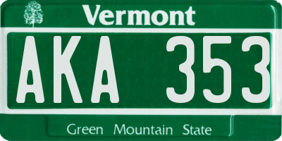 VT license plate AKA353