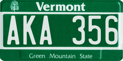 VT license plate AKA356