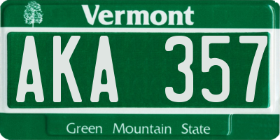 VT license plate AKA357