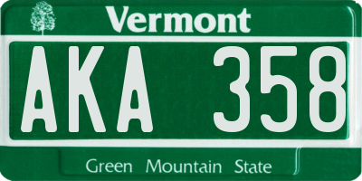 VT license plate AKA358