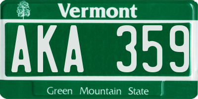 VT license plate AKA359