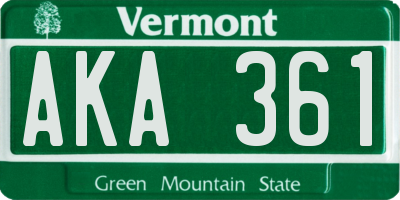 VT license plate AKA361