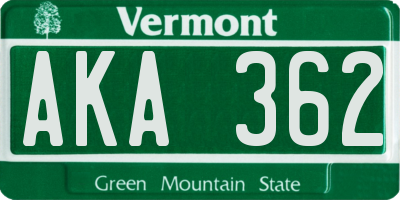 VT license plate AKA362