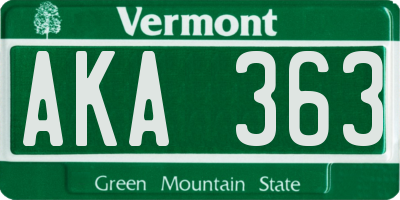 VT license plate AKA363
