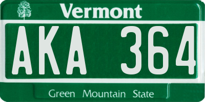 VT license plate AKA364