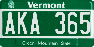 VT license plate AKA365