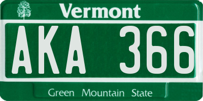 VT license plate AKA366
