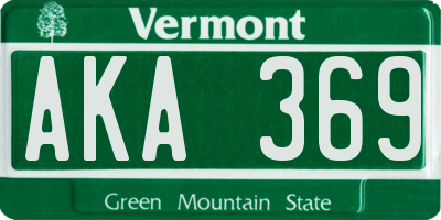 VT license plate AKA369
