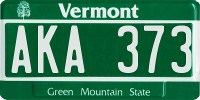 VT license plate AKA373