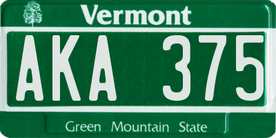 VT license plate AKA375