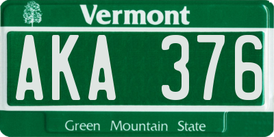VT license plate AKA376